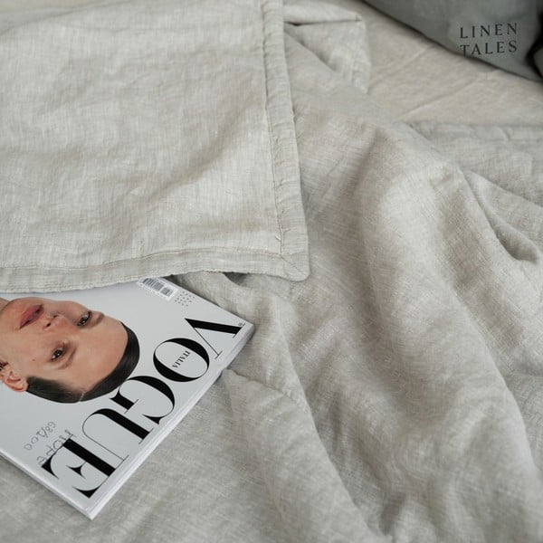 Copriletto trapuntato in lino colore naturale 220x230 cm Melange - Linen Tales-image-4