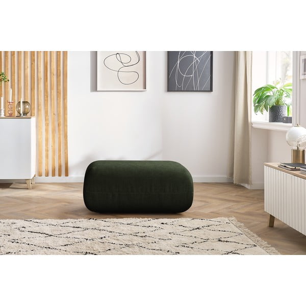 Pouf in velluto a coste verde Lecomte - Bobochic Paris-image-1