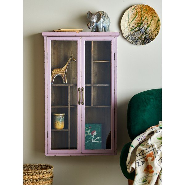 Vetrina rosa polveroso in abete massiccio 50x80x14 cm Hazem – Bloomingville-image-1
