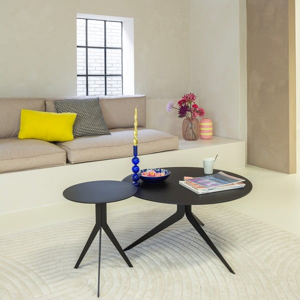 Tavolino da salotto rotondo nero in metallo ø 78 cm Daley – Spinder Design-image-1