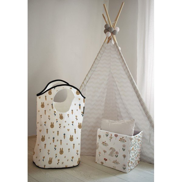 Cestino per bambini in tessuto bianco 57x26x70 cm Sweet Bunnies - Butter Kings-image-1