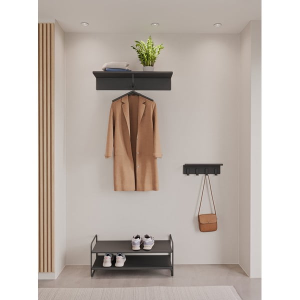 Attaccapanni da parete nero in acciaio con scaffale 21,5 cm A-Coat – Zone-image-1