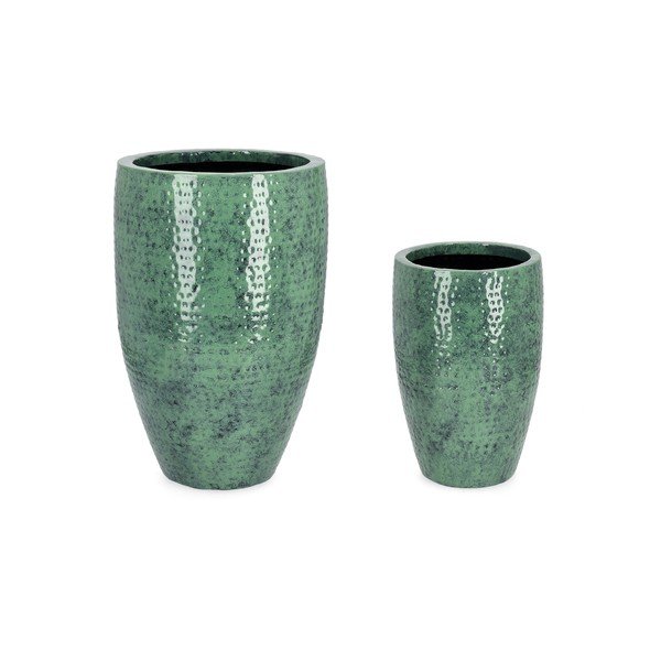 Set di vasi per fiori in metallo/in smalto 2 pz ø 45 cm Nirad – Bizzotto-image-1