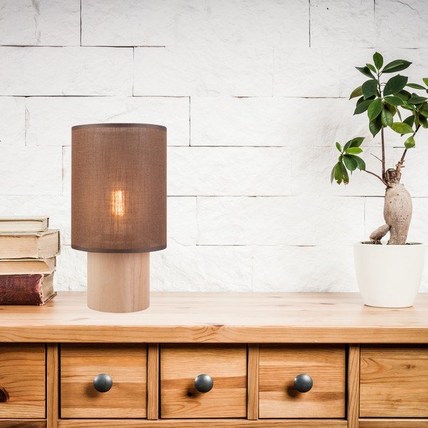 Lampada da tavolo marrone con paralume in tessuto, altezza 30 cm Ari - LAMKUR-image-2