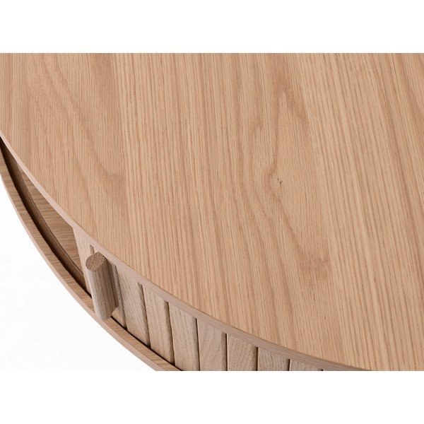 Tavolino da salotto rotondo colore naturale chiaro con effetto rovere ø 85 cm Meta – Unique Furniture-image-4