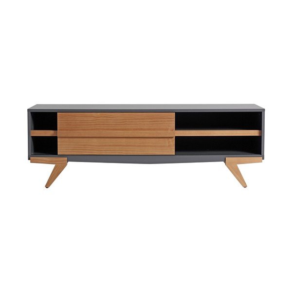 Tavolo TV con dettagli grigi Martina, 130 x 38 cm - Marckeric-image-1