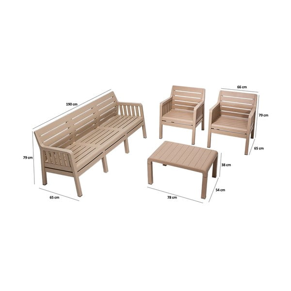 Set da giardino beige per 5 persone Lara - Floriane Garden-image-2