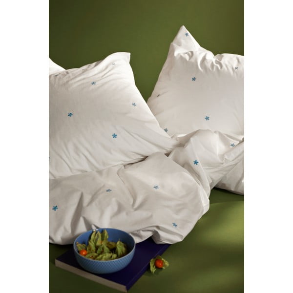Set copripiumino e federa bianco in percalle di cotone per letto singolo 140x200 cm Daisy – JUNA-image-1