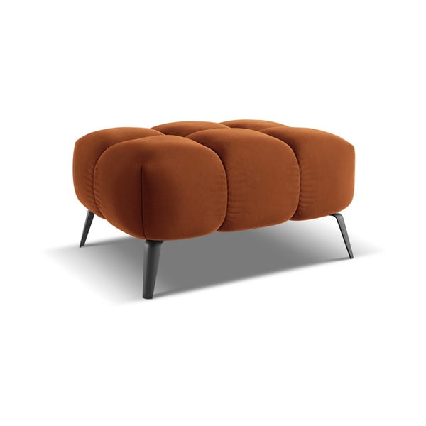 Poggiapiedi arancione con rivestimento in velluto Nalu – Makamii-image-2