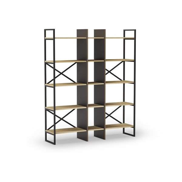 Libreria in rovere decorato in colore naturale 143,5x175 cm Ara - Marckeric-image-3