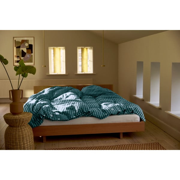 Set copripiumino e federa verde e blu in crêpe per letto singolo 140x200 cm Bæk&Bølge – JUNA-image-1