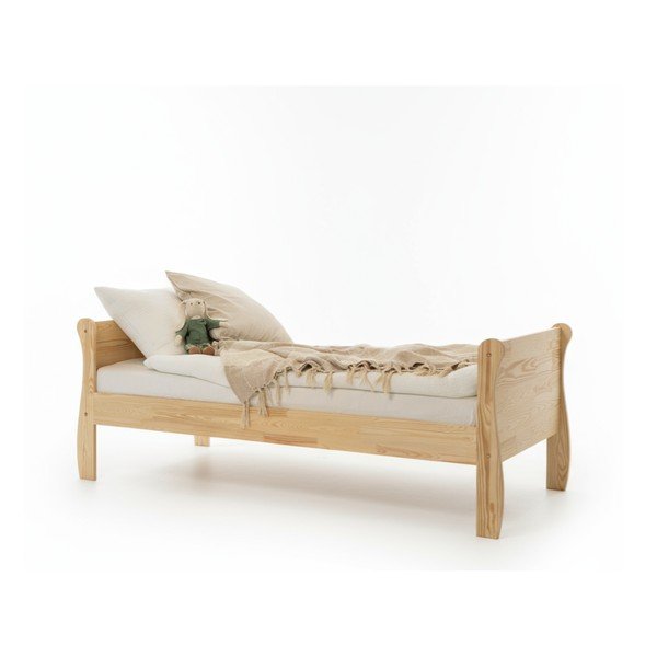 Letto da bambini di colore naturale in pino massiccio con rete inclusa 70x140 cm Roma – Adeko