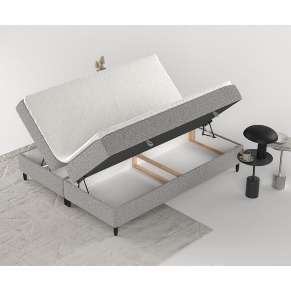 Letto boxspring grigio con contenitore 200x200 cm Malte - Maison de Rêve-image-2
