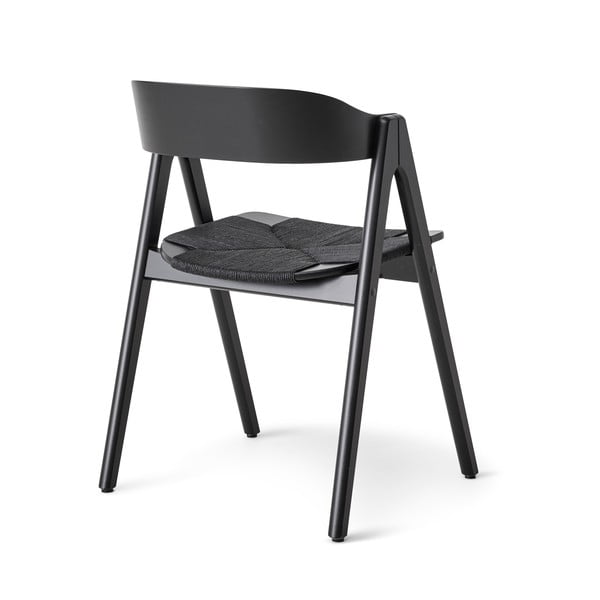 Sedia da pranzo in legno di faggio nero con seduta in rattan nero Findahl di Hammel Mette - Hammel Furniture-image-3