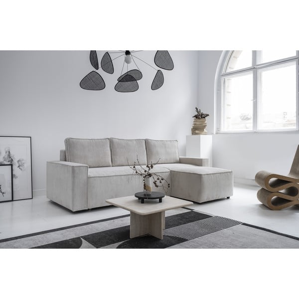 Divano letto angolare in velluto a coste bianco Brave Dave - Miuform-image-3