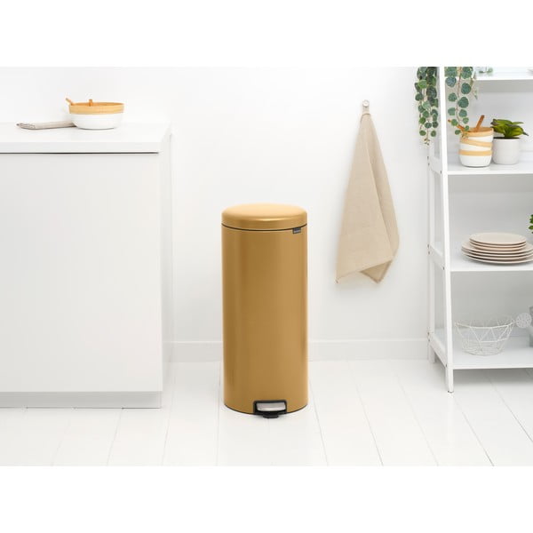 Cestino per la spazzatura dorato in acciaio con pedale 30 l NewIcon – Brabantia-image-1