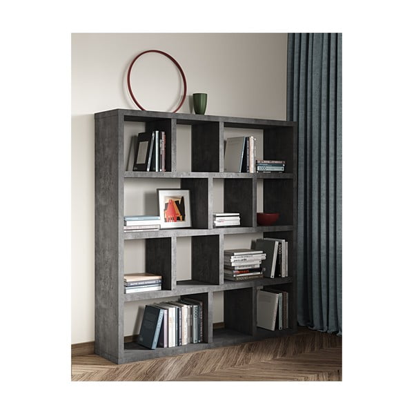 Libreria grigia effetto cemento 150x159 cm Berlin - TemaHome-image-3