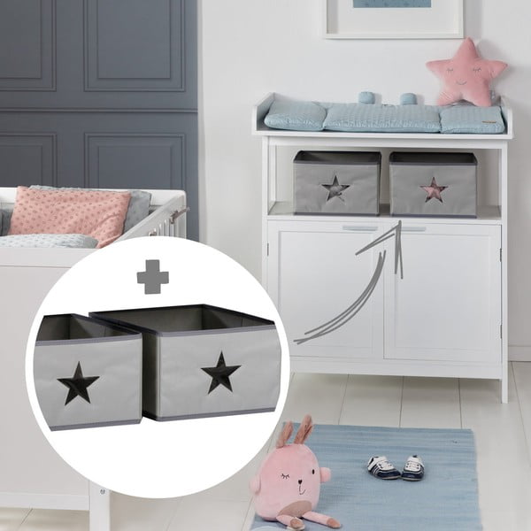 Cassettiera per bambini bianca con fasciatoio 75x100x87 cm Hamburg – Roba-image-2