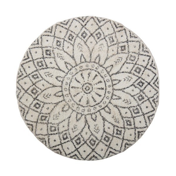 Tappeto rotondo bianco e nero in cotone ø 120 cm Acton – Bloomingville