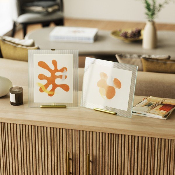 Cornice in vetro da appoggio color oro 26x30,5 cm Flute - Umbra-image-1