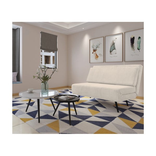 Divano letto in velluto a coste color crema 140 cm Mallory - Støraa-image-3