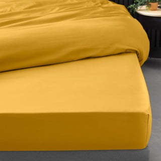 Lenzuolo giallo in percalle di cotone elasticizzato 180x200 cm Percaline - douceur d'intérieur