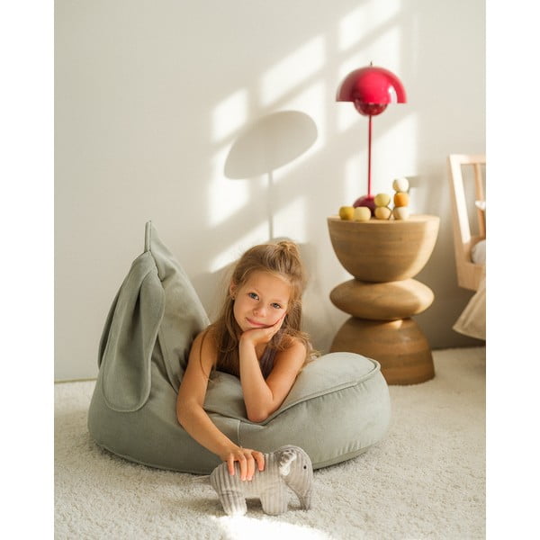 Pouf a sacco per bambini color menta con rivestimento in velluto Bunny – Wigiwama-image-4