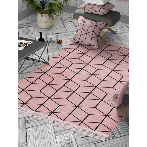 Tappeto lavabile rosa 160x100 cm - Vitaus-image-1