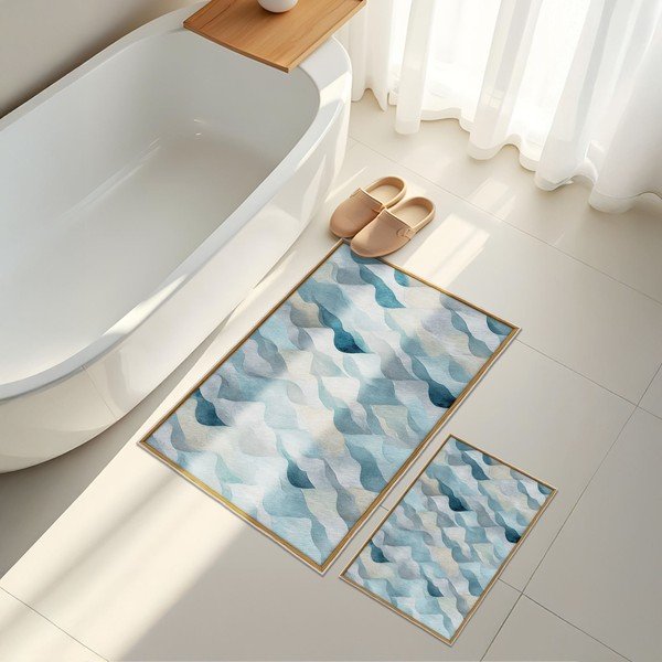 Set di tappetini per il bagno blu 2 pz 60x100 cm – Foutastic-image-4