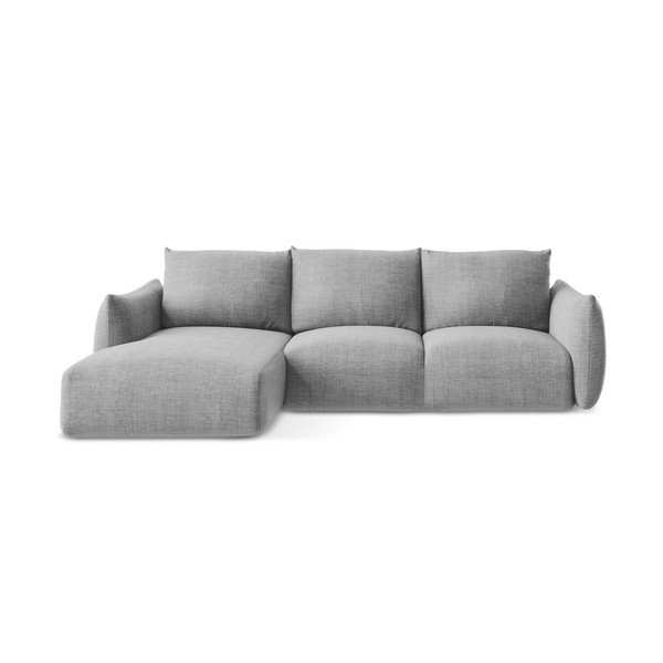 Divano angolare grigio chiaro allungabile (con penisola a sinistra/con chaise lounge) Leila – Makamii