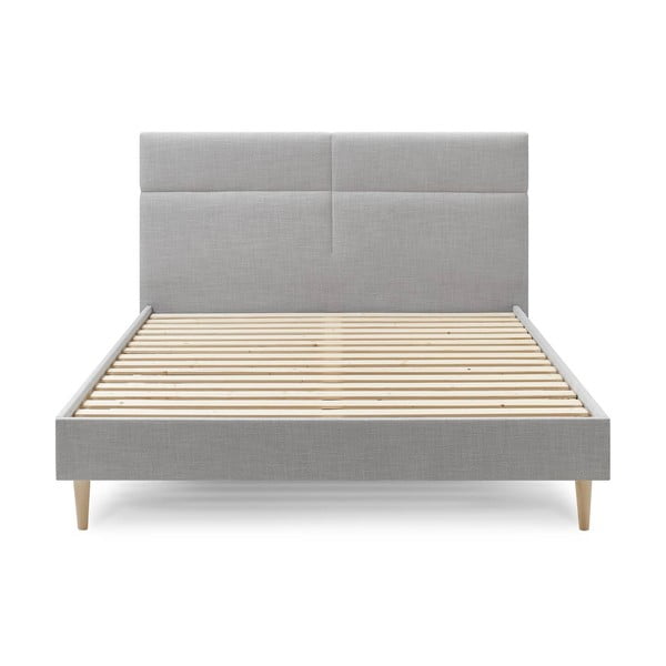Letto matrimoniale imbottito grigio chiaro con griglia 180x200 cm Elyna - Bobochic Paris-image-1