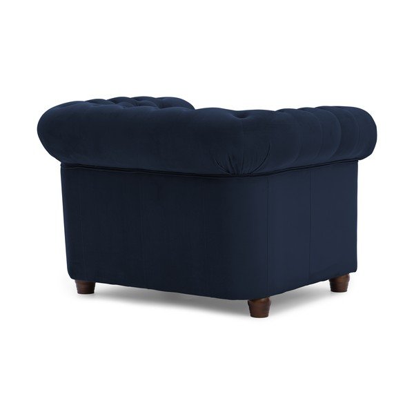 Poltrona chesterfield blu con rivestimento in velluto York Blik – Ropez-image-2