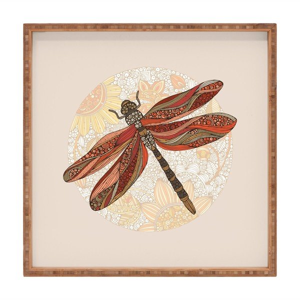Vassoio decorativo in legno Dragonfly, 40 x 40 cm - Unknown