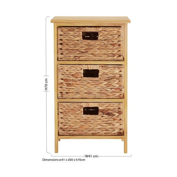 Cassettiera alta in legno massiccio di pavlovnia in colore naturale 41x70 cm - Premier Housewares-image-2