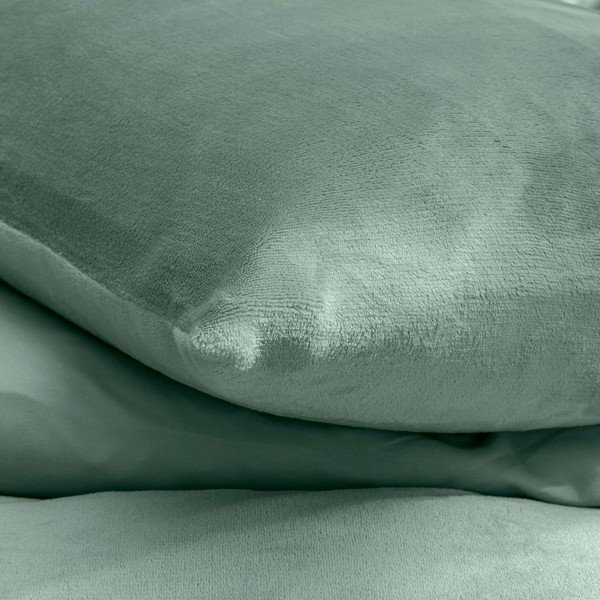 Set copripiumino e federa verde in microflanella per letto matrimoniale/per letto esteso 3 pezzi 240x220 cm Flanou – douceur d'intérieur-image-2