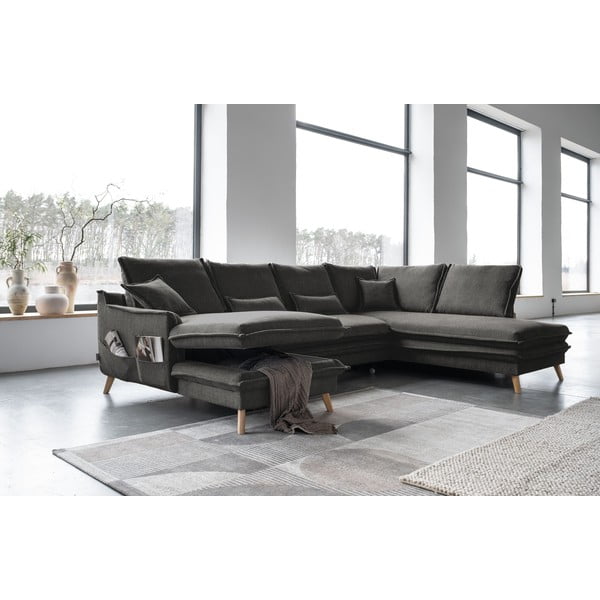 Divano letto angolare grigio scuro (angolo destro a forma di U) Charming Charlie - Miuform-image-4