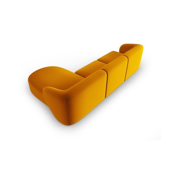 Divano angolare color senape (con penisola a destra/con chaise lounge) con rivestimento in velluto Paolo – Milo Casa-image-3