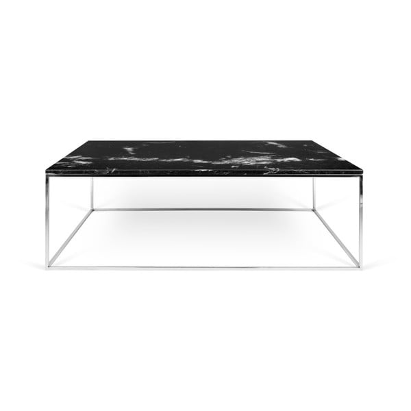 Tavolino in marmo nero con gambe cromate , 75 x 120 cm Gleam - TemaHome