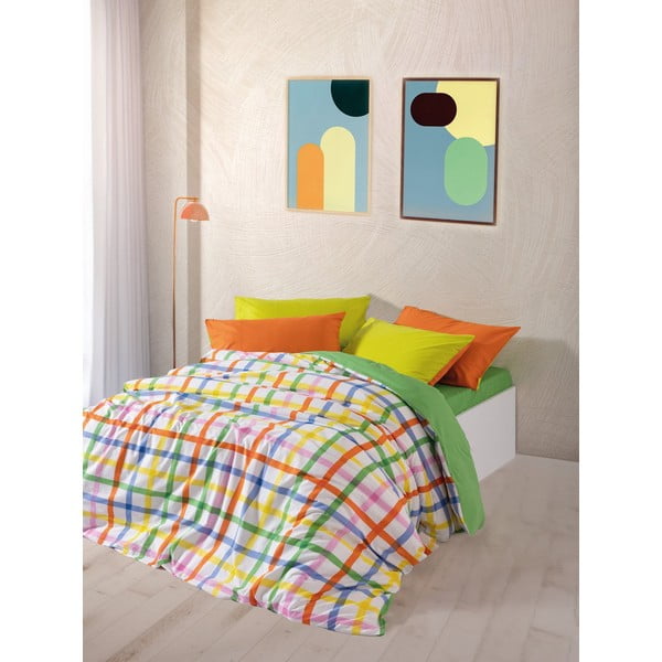 Set copripiumino e federa in cotone renforcé per letto matrimoniale/per letto esteso con lenzuolo incluso/4 pezzi 200x220 cm Hype – Mijolnir-image-2