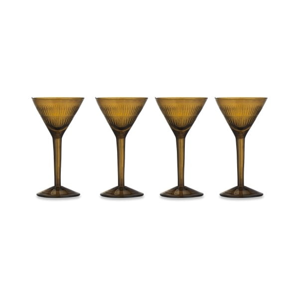 Set di 4 bicchieri da cocktail in vetro riciclato giallo scuro Mila - Nkuku