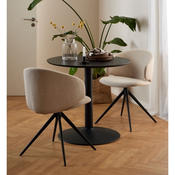 Sedia da pranzo beige in imbottito con braccioli Ella – Actona-image-1