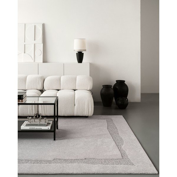 Tappeto in lana grigio chiaro 133x190 cm Morphic Rocca - Agnella-image-3