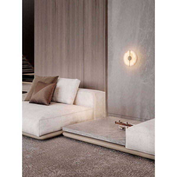 Lampada da parete LED color crema/color ottone con effetto pietra Aider – Nova Luce-image-1