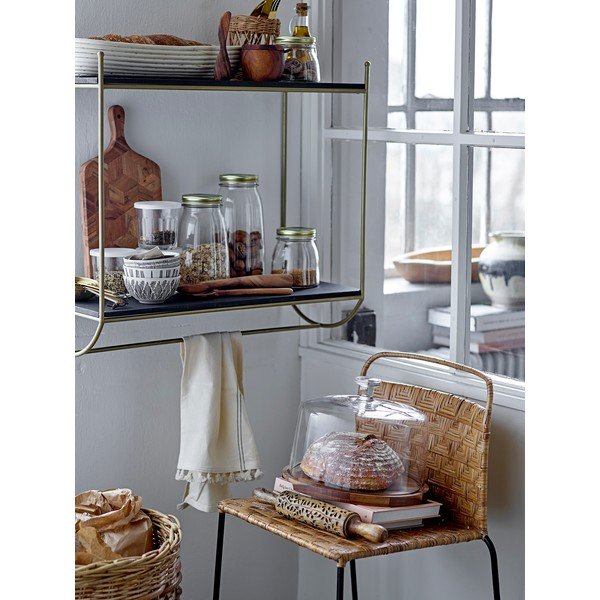 Scaffale a castello in legno di mango nero/oro Carly - Bloomingville-image-1