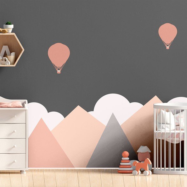 Adesivo murale per bambini Montagne scandinave giganti Stoccolma, 180 x 60 cm - Ambiance-image-2