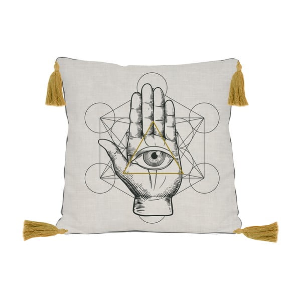 Federa reversibile con lino Symbolic Hand, 45 x 45 cm - Madre Selva