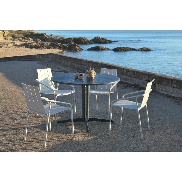 Tavolo da pranzo rotondo da giardino in alluminio ø 110 cm Fleole - Ezeis-image-3