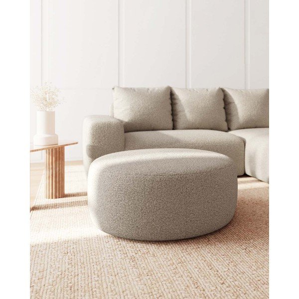 Sgabello in tessuto bouclé beige Feiro - MESONICA-image-2