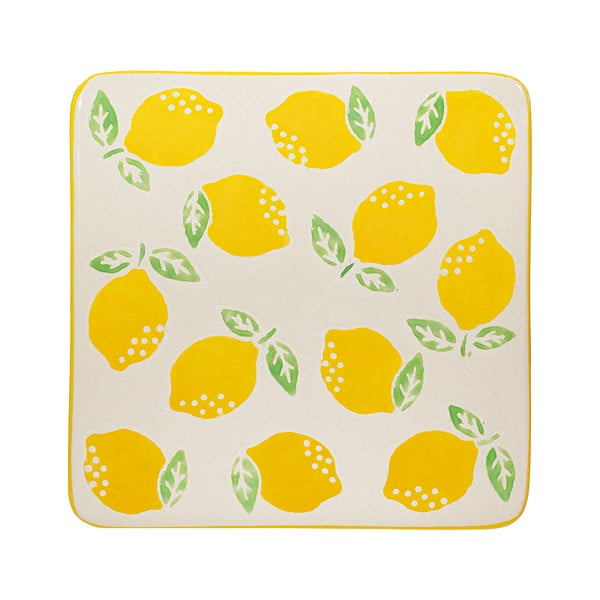 Sottobicchieri in ceramica gialla e bianca in set di 4 pezzi Lemon - Sass & Belle