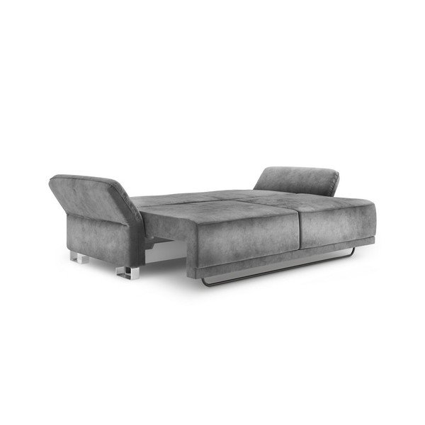 Divano letto a tre posti grigio con rivestimento in velluto Pyxis - Windsor & Co Sofas-image-3
